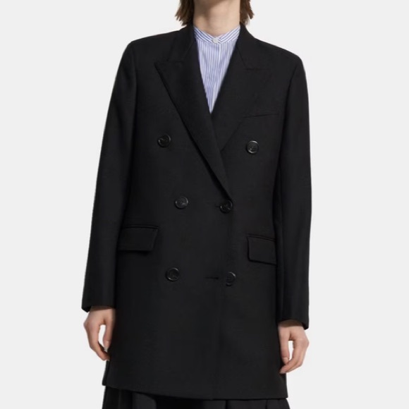 Theory Double Breasted Wool Coat - Picture 6 of 7